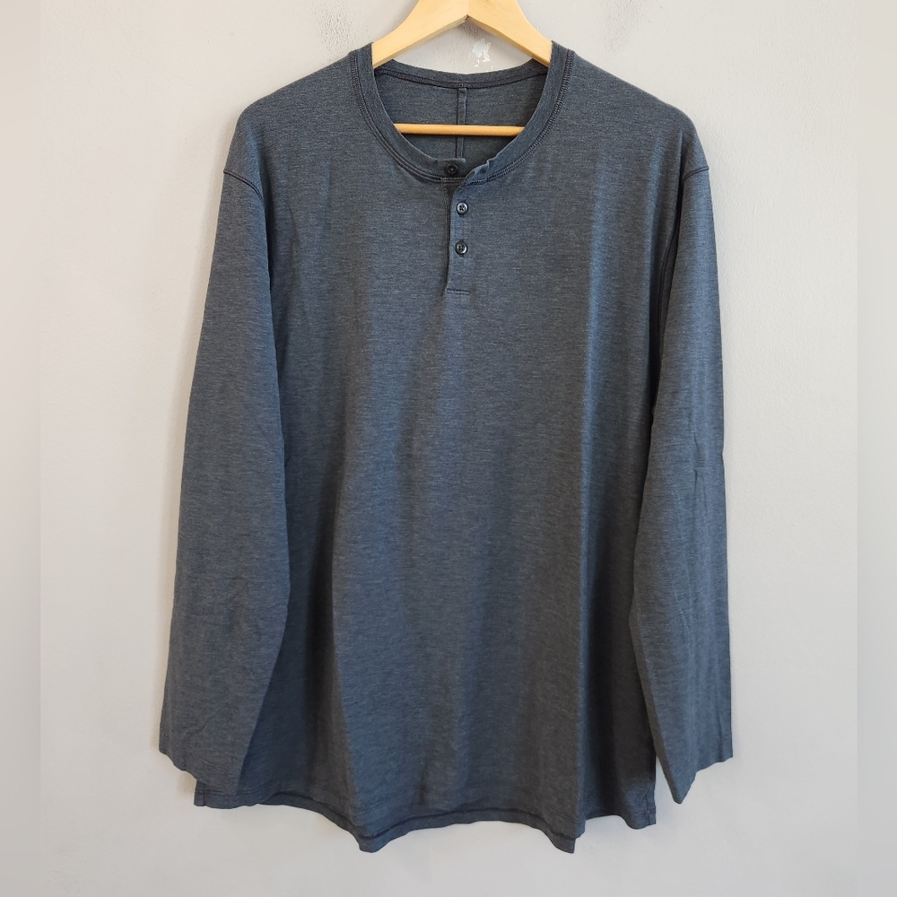Lululemon Long Sleeve Henley Shirt Men's Size XXL Gray Solid